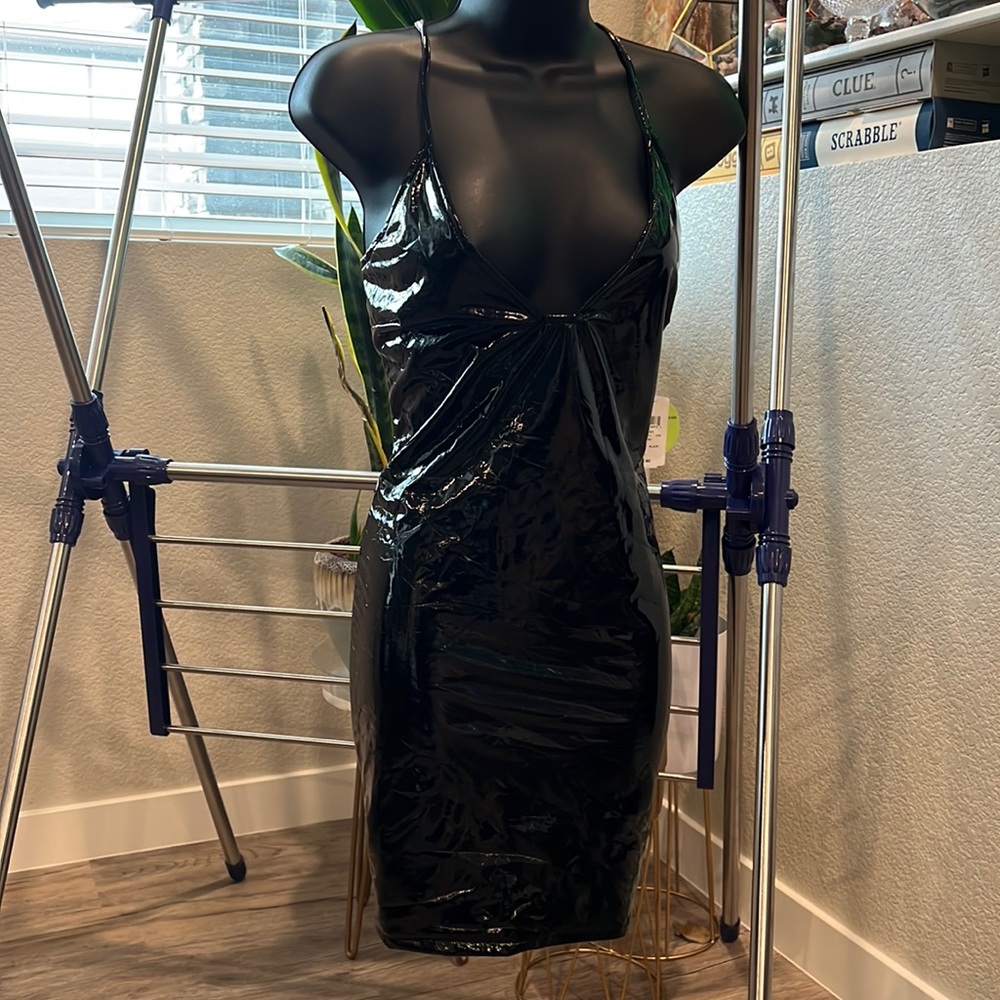 Size Large wet look black club dress